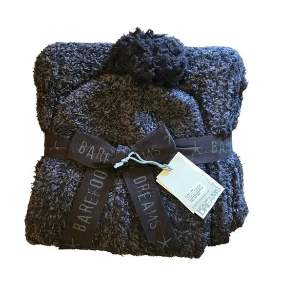 Barefoot Dreams CozyChic Espresso/Cocoa Pom Pom Knit Hat and Scarf Set Barefoot Dreams CozyChic Pom Pom Beanie & Scarf Set Womens  main image 2